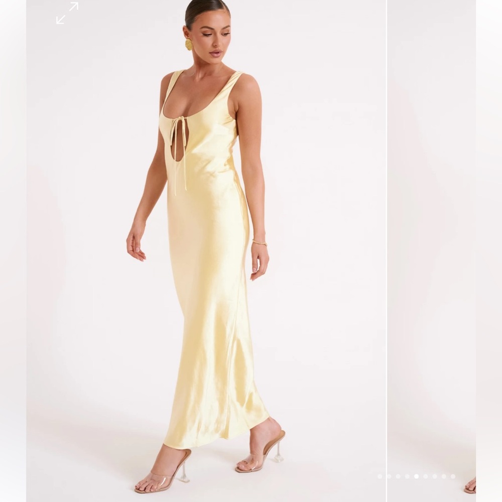 Aubrie Keyhole Satin Maxi Dress - Butter